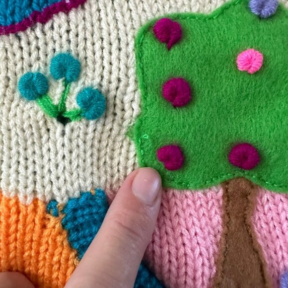 Handmade Tarka Kids Wool Sweater With Hood & Animal Design Size 8 Made In Peru - Picture 3 of 5